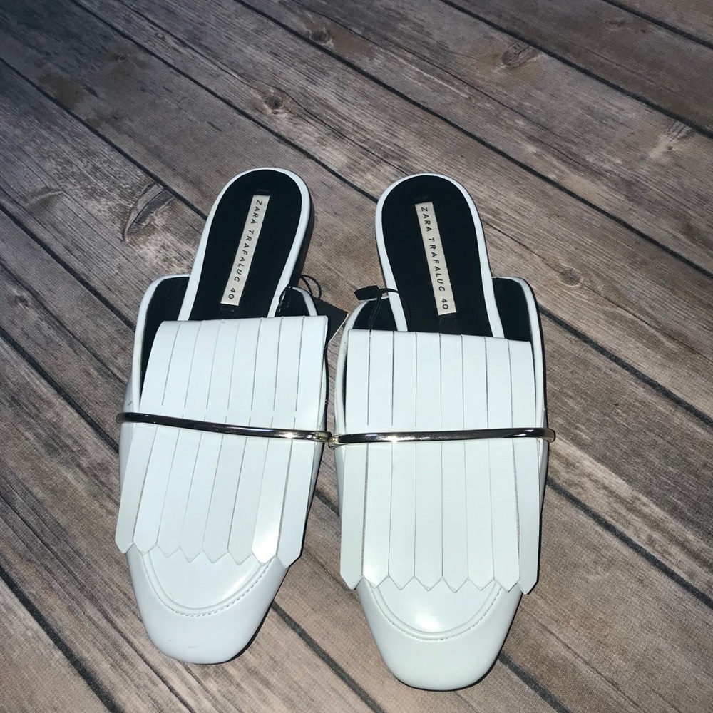 NWT Zara Sky Blue Fringe Loafers - Picture 2 of 3